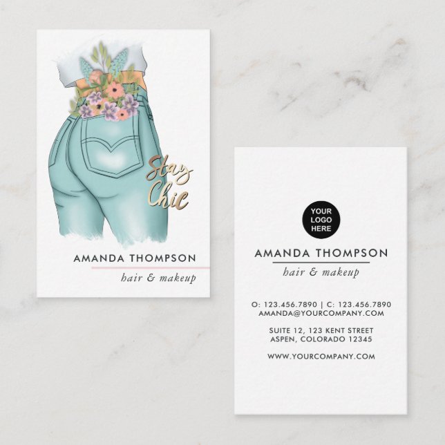 Chic Floral Jeans Business Card (Front/Back)