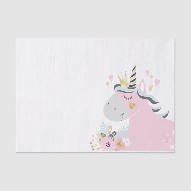 Chic Floral Magical Unicorn Girl's Birthday Party Tissue Paper (Front)
