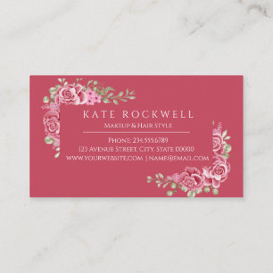Chic Floral Makeup Artist Beauty Salon   Wedding  Business Card