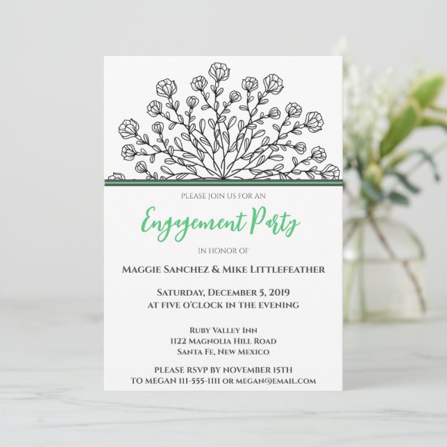 Chic Floral Mandala  Invitation (Standing Front)