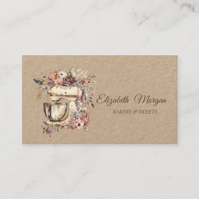 Chic Floral Mixer Professional  Business Card (Front)