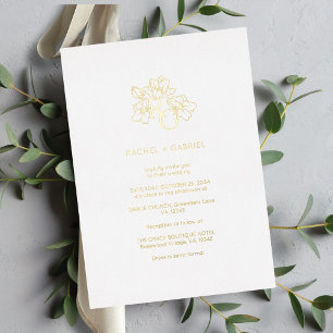 Chic Floral Monogram Foil Wedding Invitation