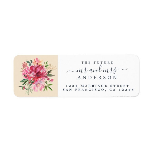 Chic Floral Mr Mrs Monogram Wedding Return Address (Front)