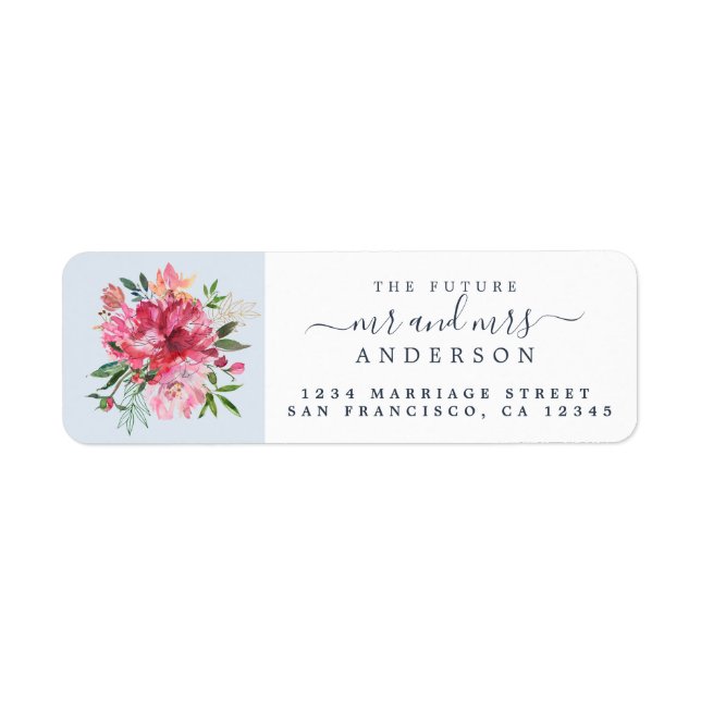 Chic Floral Mr Mrs Monogram Wedding Return Address (Front)