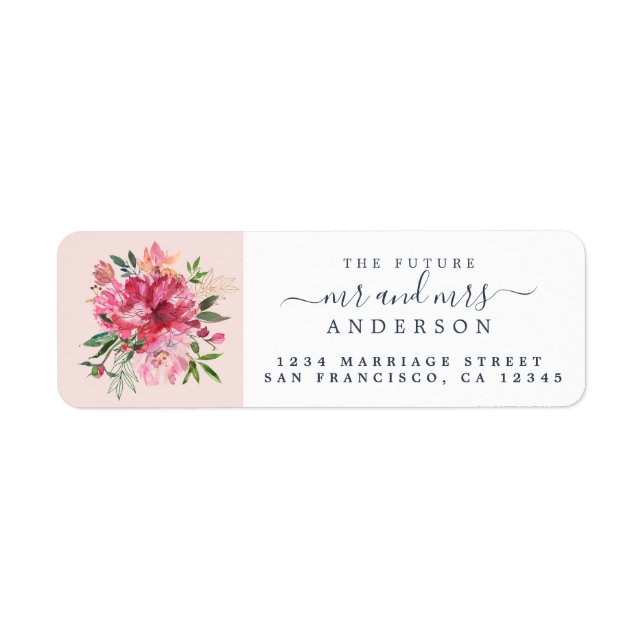 Chic Floral Mr Mrs Monogram Wedding Return Address (Front)