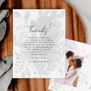 Chic Floral Overlay Purple Wedding Photo Thank You Postcard