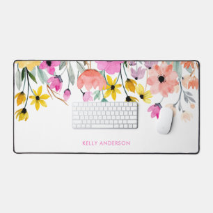 Chic Floral Pattern Botanical Trendy Laptop Cover Desk Mat