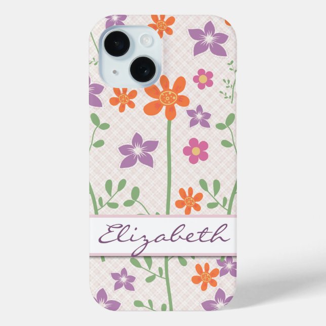 Chic Floral Pattern Design Monogram Case-Mate iPhone Case (Back)