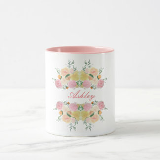 Chic floral peony roses personalised gift mug