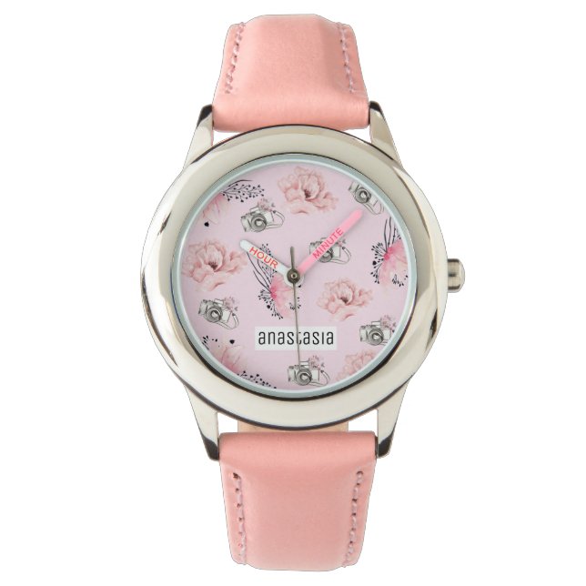 Chic Floral Personalised Watch (Front)