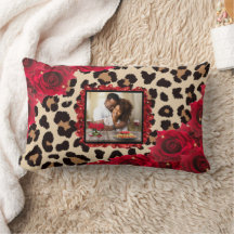 Chic Floral Red Rose Leopard Print Your Photo
