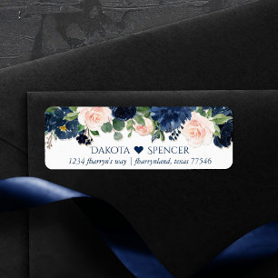 Chic Floral   Romantic Blush Navy Heart Wedding