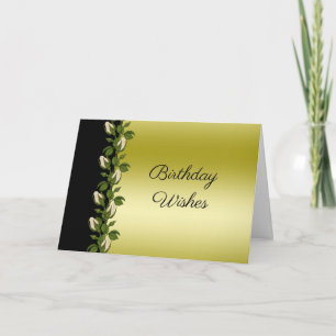 Chic Floral Romantic Gold & Black Birthday Card