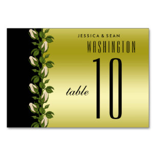 Chic Floral Romantic Gold & Black Table Numbers