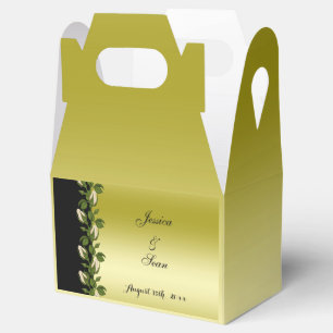 Chic Floral Romantic Gold & Black Wedding Favour Box