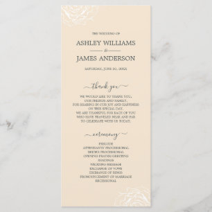 Chic Floral Rose Ivory Simple Minimal Wedding Programme
