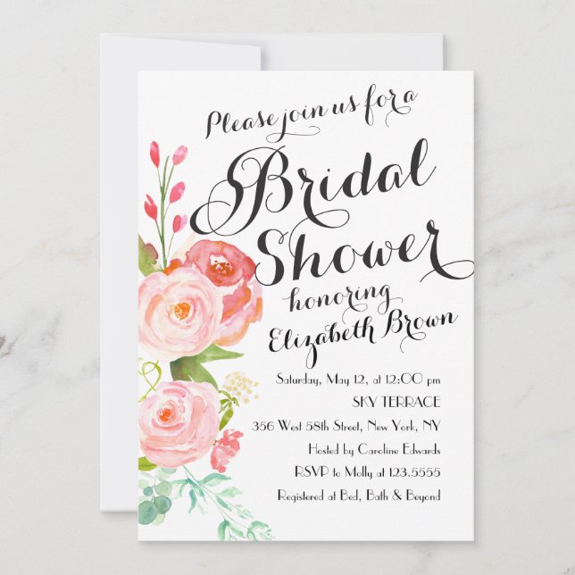 Chic Floral Roses | Bridal Shower Invitation (Front)
