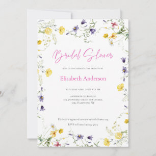 Chic Floral Spring Calligraphy Bridal Shower Invitation