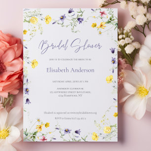 Chic Floral Spring Calligraphy Bridal Shower  Invitation
