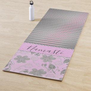 Chic Floral Striped Personalised Yoga Mat