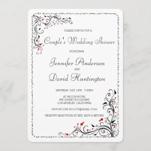 Chic Floral Swirls Couple's Wedding Shower Invitation