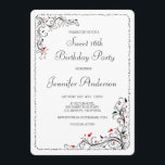 Chic Floral Swirls Sweet 16th/Her Birthday Party Invitation<br><div class="desc">This lovely, chic, simple in colours floral swirls invitation can be customised to fit many occasions/events. The white background is actually transparent so you can add a colour to suit your party colour scheme. Click on the customise it button> At top click on Edit > Background> A menu of colours...</div>