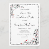 Chic Floral Swirls Sweet 16th/Her Birthday Party