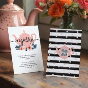Chic Floral Tea Party Girl Baby Shower Registry Enclosure Card