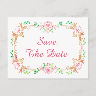 Chic Floral Watercolor 70th Birthday Save The Date Announcement Postcard
