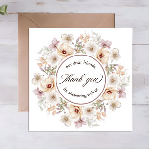 Chic Floral Watercolor Baby in Bloom Bridal Shower Thank You Card