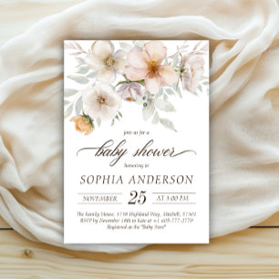 Chic Floral Watercolor Baby Shower Invitation