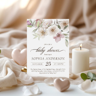 Chic Floral Watercolor Baby Shower Invitation