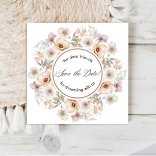 Chic Floral Watercolor Bridal Shower Save The Date