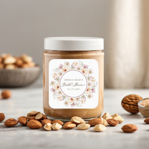 Chic Floral Watercolor Bridal Shower Square Sticker