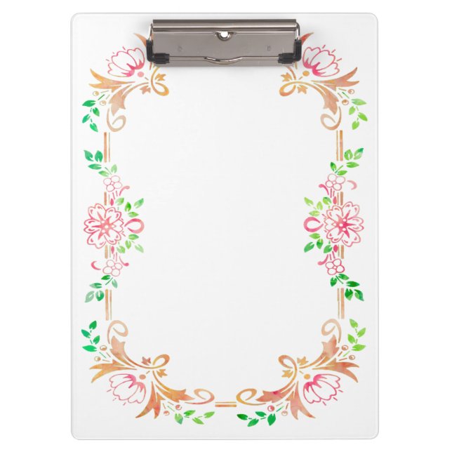 Chic Floral Watercolor Clipboard (Front)