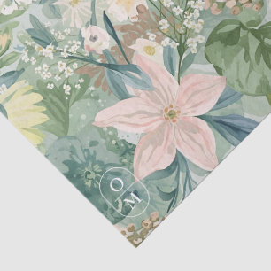 Chic Floral Watercolor & Monogram Wedding  Tissue Paper