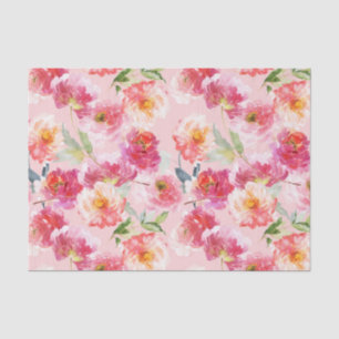 Chic Floral Watercolor Pink Peonies Pattern Tissue Paper