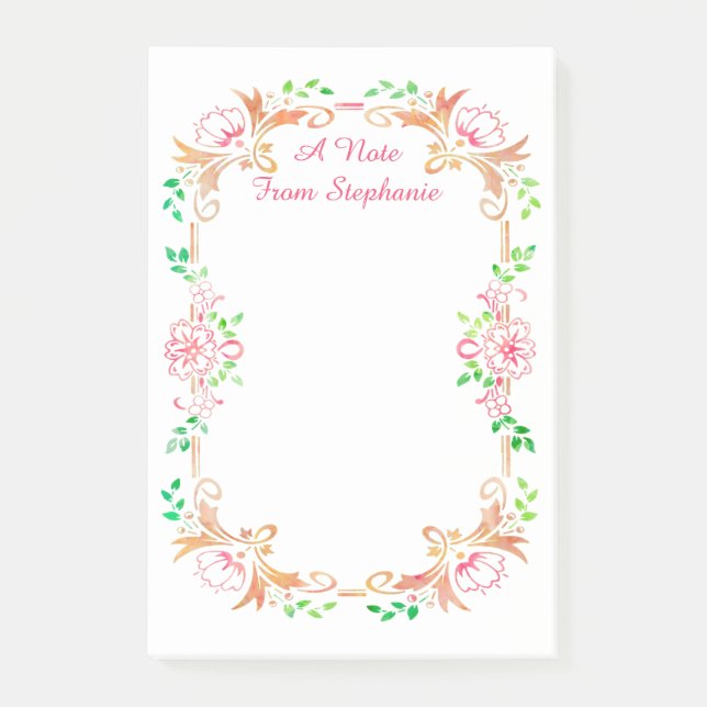 Chic Floral Watercolor Post-it Notes (Front)