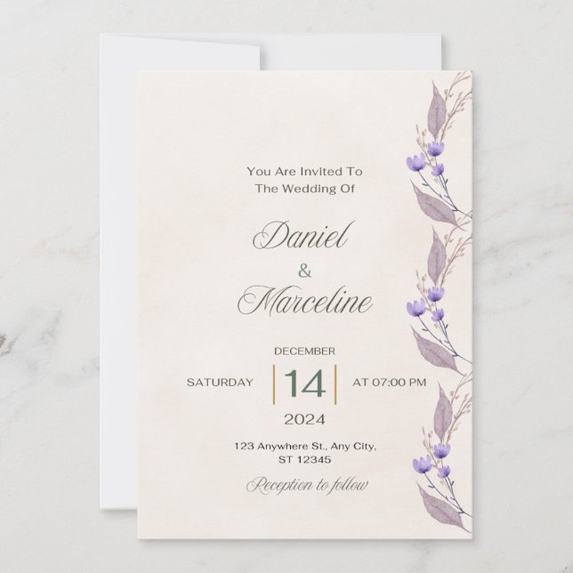Chic Floral Wedding Invitation (Front)