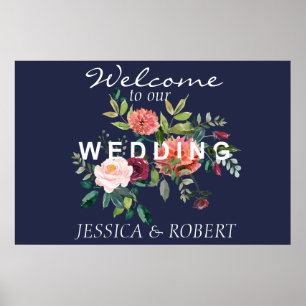 Chic Floral Wedding Welcome Poster