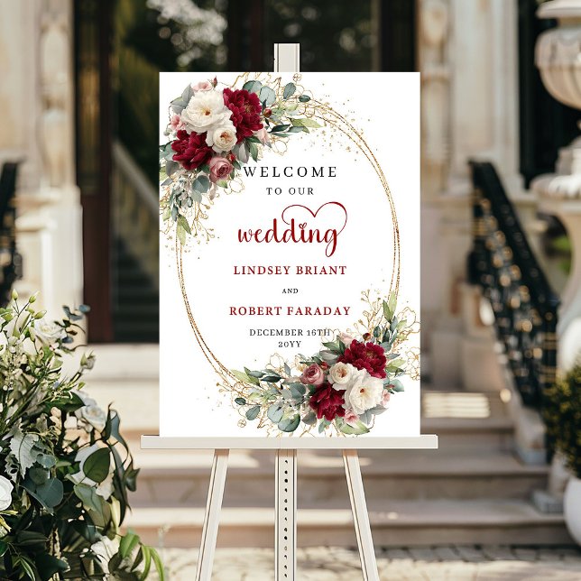 Chic Floral Wedding Welcome Sign Personalized (Chic Floral Wedding Welcome Sign Personalized)