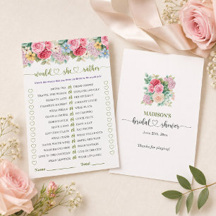 Chic Floral Would She Rather Bridal Shower Game