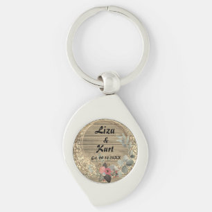 Chic Floral Wreath Rustic Wedding    Key Ring