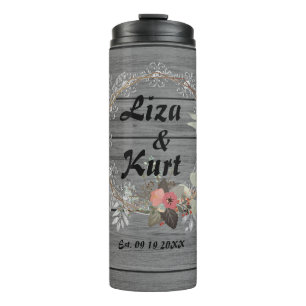 Chic Floral Wreath Rustic Wedding   Thermal Tumble Thermal Tumbler