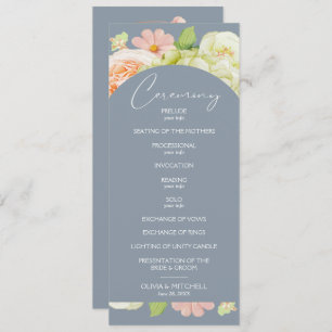 Chic Florals Dusty Blue Wedding Ceremony Programme