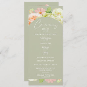 Chic Florals Sage Green Wedding Ceremony Programme