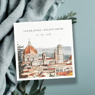 Chic Florence Cathedral Italy Watercolor Wedding Napkin