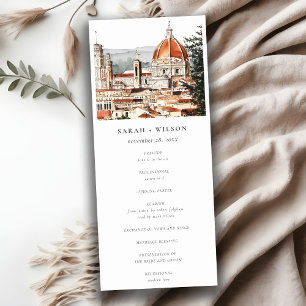 Chic Florence Cathedral Italy Wedding Program Invitation