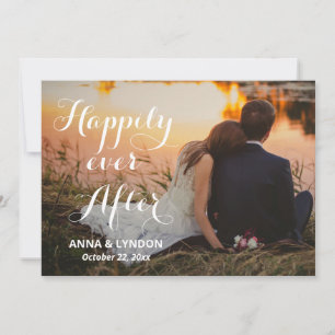 Chic Flourish Happily Ever After Wedding Photo Announcement