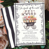 Chic Flower Cart Bridal Shower Invitation